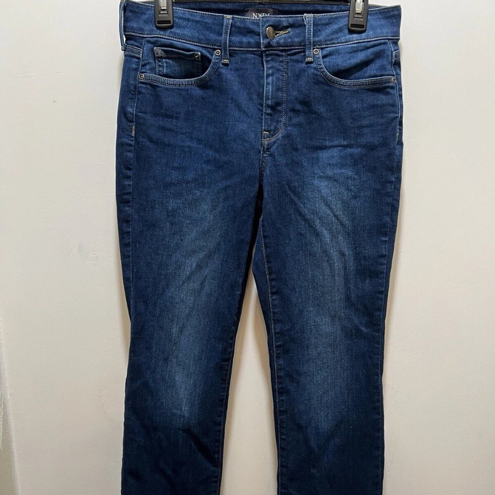 NYDJ Lift Tuck Technology Women’s Size 6P Marilyn Straight Jeans Dark Blue